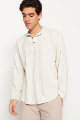 TRENDYOL MAN Ekru Relaxed Fit Keten Icerikli Gomlek TMNSS23GO00121 - Trendyolmilla фото 5