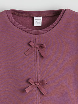 Bisiklet Yaka Fiyonk Detayl? K?z ?ocuk Sweatshirt