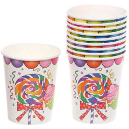 Цена за 6 шт. Стакан бумажный 0,2л в наборе 10 шт "Сладкий праздник"