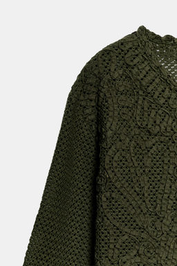 CHAQUETA COMBINADA CROCHET / Khaki - Zara фото 9