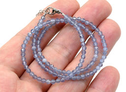 Чокер из улексита с эффектом кошачьего глаза шарик гр.3мм цвет сизый, 40см