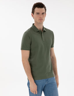 Haki Slim Fit K_vr_lmaz Polo Yaka Basic Ti__rt