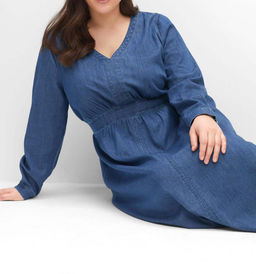 Джинсовое платье, синее - Sheego фото 5