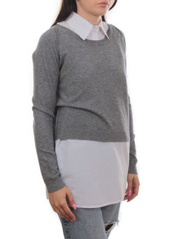 609 GRAY/WHITE Костюм двойка женский (65% хлопок, 35% полиэстер)