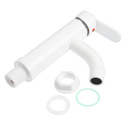 Смеситель для раковины ZEIN Z3651, однорычажный, высота излива 8 см, ABS-пластик, белый