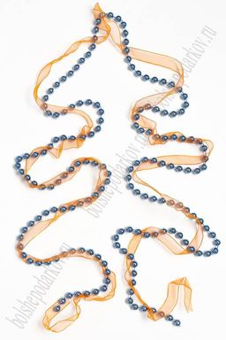 Бусы на нитке "С лентой" 1,8 м (SF-3521) голубой