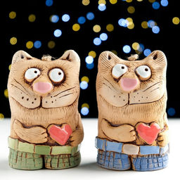 Колокольчик Котик с сердцем, керамика, микс