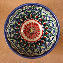 Бульонница узбекская Риштанская Керамика «Цветочная», 550 мл, d=15 см, синяя