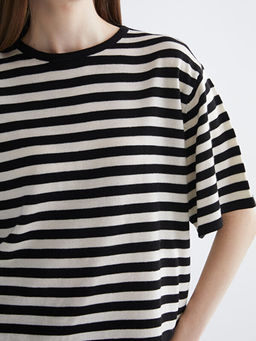 Bisiklet Yaka ?izgili Kad?n Triko Kazak