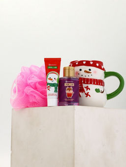 Подарочный набор новогодний Снеговик, гель для душа, кружка, мочалка и крем для рук, URAL LAB