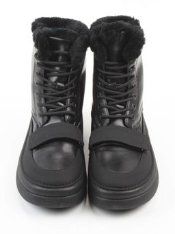 04-PAJ76-1Z BLACK Ботинки зимние женские (натуральная кожа, натуральный мех, 100% шерсть)
