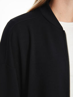 Kolej Yaka Oversize Kad?n Fermuarl? Sweatshirt