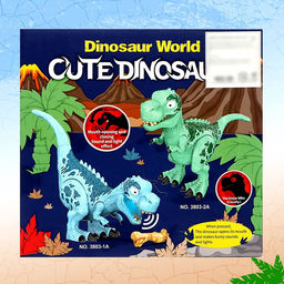 Динозавр «Рекс», с косточкой, работает от батареек, свет и звук, цвет синий