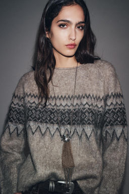 JACQUARD KNIT JUMPER WITH BRUSHED EFFECT