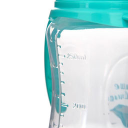 Бутылочка для кормления M&B «Наше сокровище», классическое горло, с ручками, от 3 мес., 250 мл., приталенная, бирюзовый