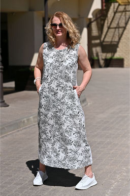 Длинное платье А-образного силуэта  100% лен - Новый лен фото 6