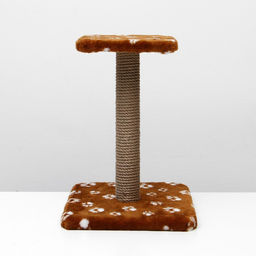 Когтеточка «Полка» с подставкой, 30×30×40 см, джут, коричневая с лапками