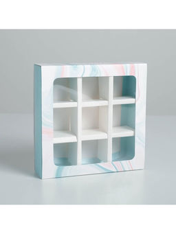 Цена за 5 шт. Коробка для конфет, кондитерская упаковка, 9 ячеек, Only for you 14.5×14.5×3.5 см