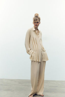 100% VISCOSE SHIRT WITH PLEATS