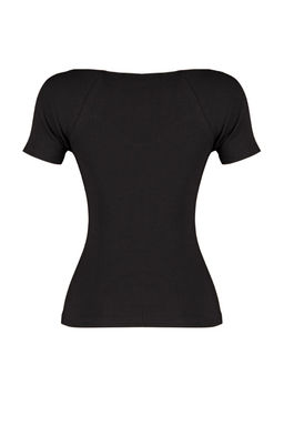 Trendyolmilla Siyah Fitted/Vucuda Oturan Fitilli Pamuk Esnek Orme Bluz TWOSS21BZ0579  фото 8