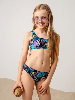 Стильный раздельный купальник в расцветке тропиков для девочек - Mark formelle фото 2