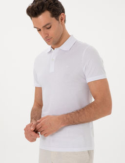 Beyaz Slim Fit Pamuk Polo Yaka T-shirt - Cacharel фото 3