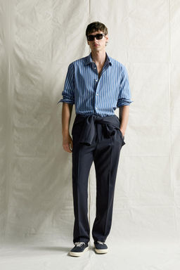 CAMISA RELAXED FIT RAYAS / ?ndigo claro