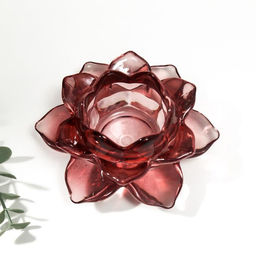 Стеклянный подсвечник на 1 свечу «Лотос», красный, 5.5×10.5×10.5 см