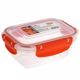Контейнер для продуктов пластмассовый Мастер 0,4л, прямоугольный, с клипсами, воздухонепроницаемый (герметичный), съемный силиконовый уплотнитель, подходит для СВЧ, цвета микс (Россия) - Домашняя мода фото 3