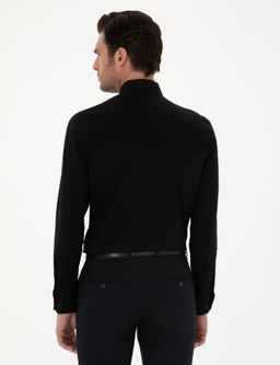 Черная классическая хлопковая рубашка приталенного кроя - Cacharel фото 5