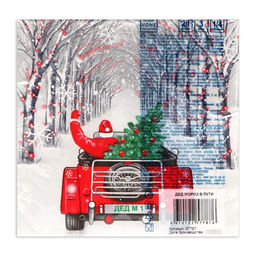 Цена за 2 шт. Салфетки новогодние бумажные Home Collection Дед Мороз в пути, 3 слоя, 33?33 см, 20 шт.