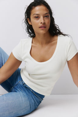 Camiseta acanalada con escote en U - H&m фото 6