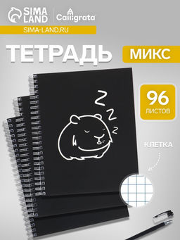 Тетрадь 96 листов в клетку, на гребне, «Мемы», МИКС