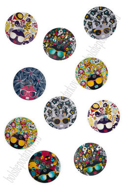 Пуговицы декоративные 30 мм с рисунком "Лицо с очками" (20 шт) SF-2184