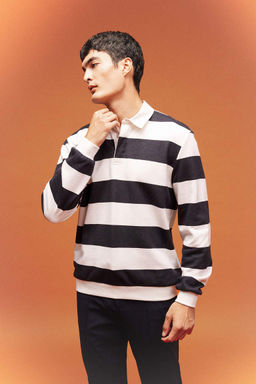 Толстовка в полоску Modern Fit с воротником-поло