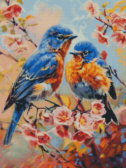 Вышивка крестиком 40х50см, Пара птиц