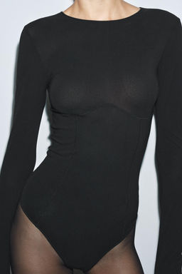 SHEER BODYSUIT WITH POLYAMIDE - Zara фото 4