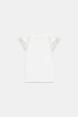 CAMISETA MANGA CORTA BORDADOS / Blanco - Zara фото 6