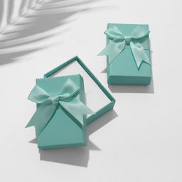 Цена за 6 шт. Коробочка подарочная под набор «Тиффани», с крупным бантом, 5×8×2.5 см, вставка МИКС, бирюзовый