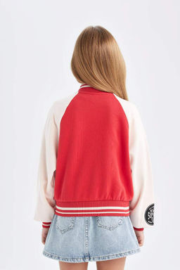 Бомбер с вышитым воротником для девочек, толстый кардиган на мягкой подкладке - Defacto фото 9