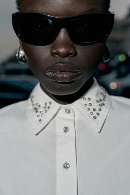POPLIN SHIRT WITH JEWEL BEADS - Zara фото 3