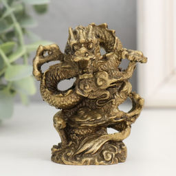 Нэцкэ фигурка полистоун под бронзу «Дракон. Активация», 3.5×6×8 см