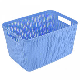 "Домашняя мода" Корзина пластмассовая для хранения "Ситец" 33,5х23,5см h18,5см, с ручками, васильковый (Китай)