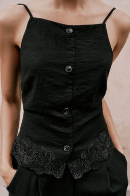 OPEN BACK EMBROIDERED TOP - Zara фото 8
