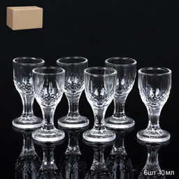Рюмка 6 штук 10 мл фактурная / BХ-13 /уп 48/ Минзурка - Галеонтрейд фото 2
