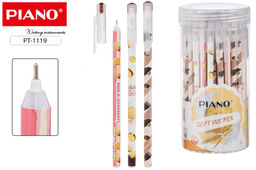 Цена за 5 шт. Ручка шар. PIANO "Печенье" (PT-1119) на масляной основе, синяя, 0.7мм, корпус с рисунком, одноразовая