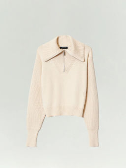 Укороченный джемпер на молнии с воротником апаш - Emka фото 5