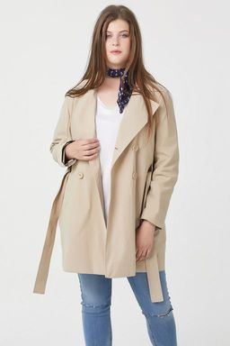 Плащ летний короткий большого размеры бежевый