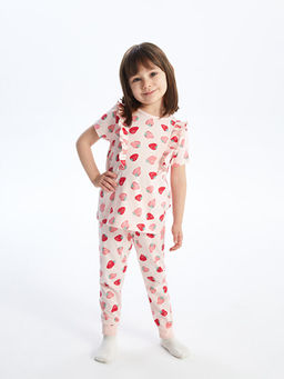 Bisiklet Yaka K?sa Kollu Bask?l? K?z Bebek Pijama Tak?m - Waikiki фото 3