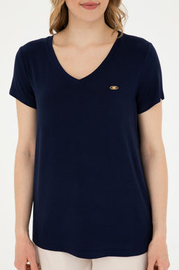 Женская темно-синяя базовая футболка - U.s. polo assn фото 6